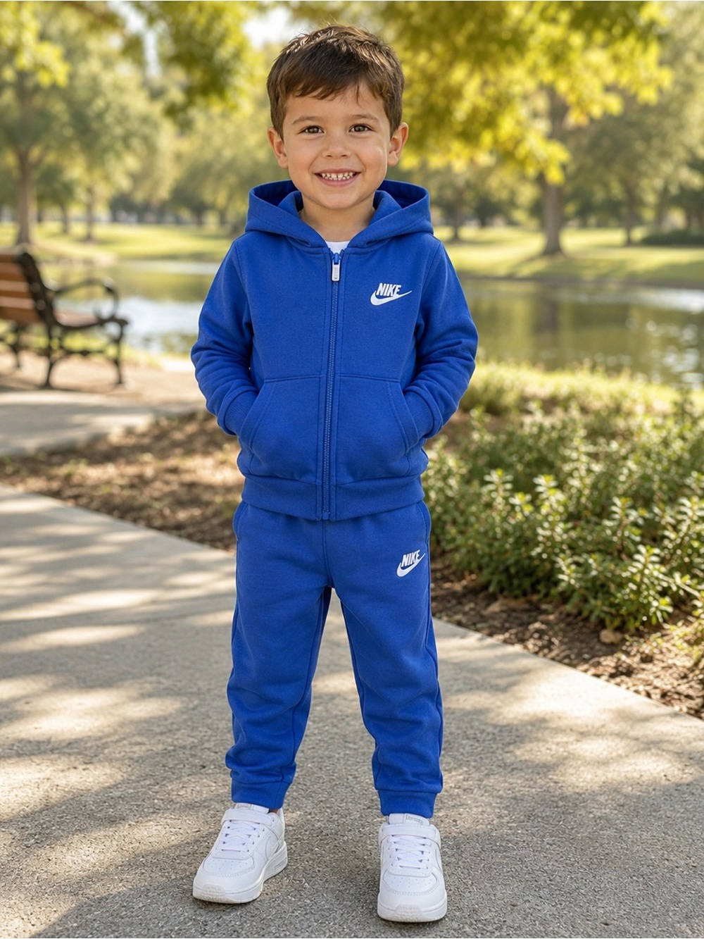 Nike Boys Size 4 Blue Full Zip Hoodie & Jogger Pants 2 Piece Set NWT
